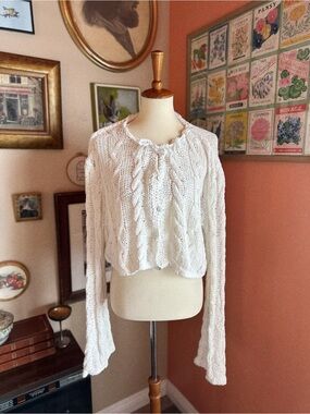 Free People White Robyn Cardi